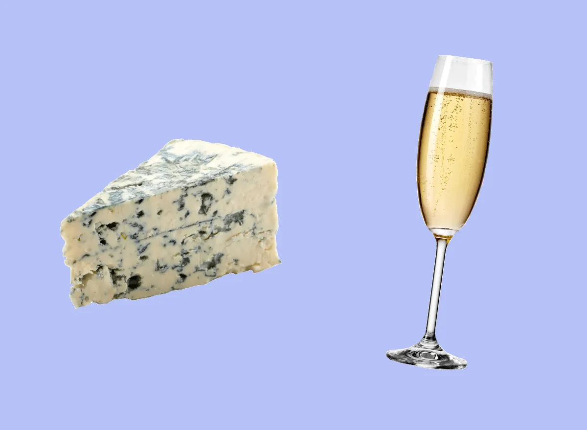 blue cheese and champagne