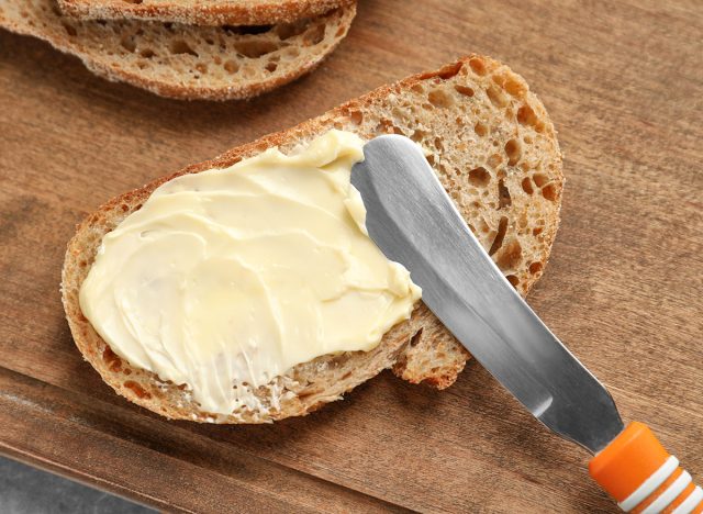 buttering bread