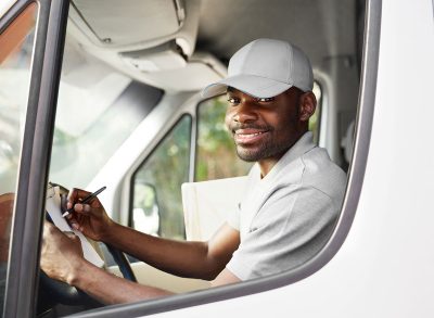 delivery man in truck