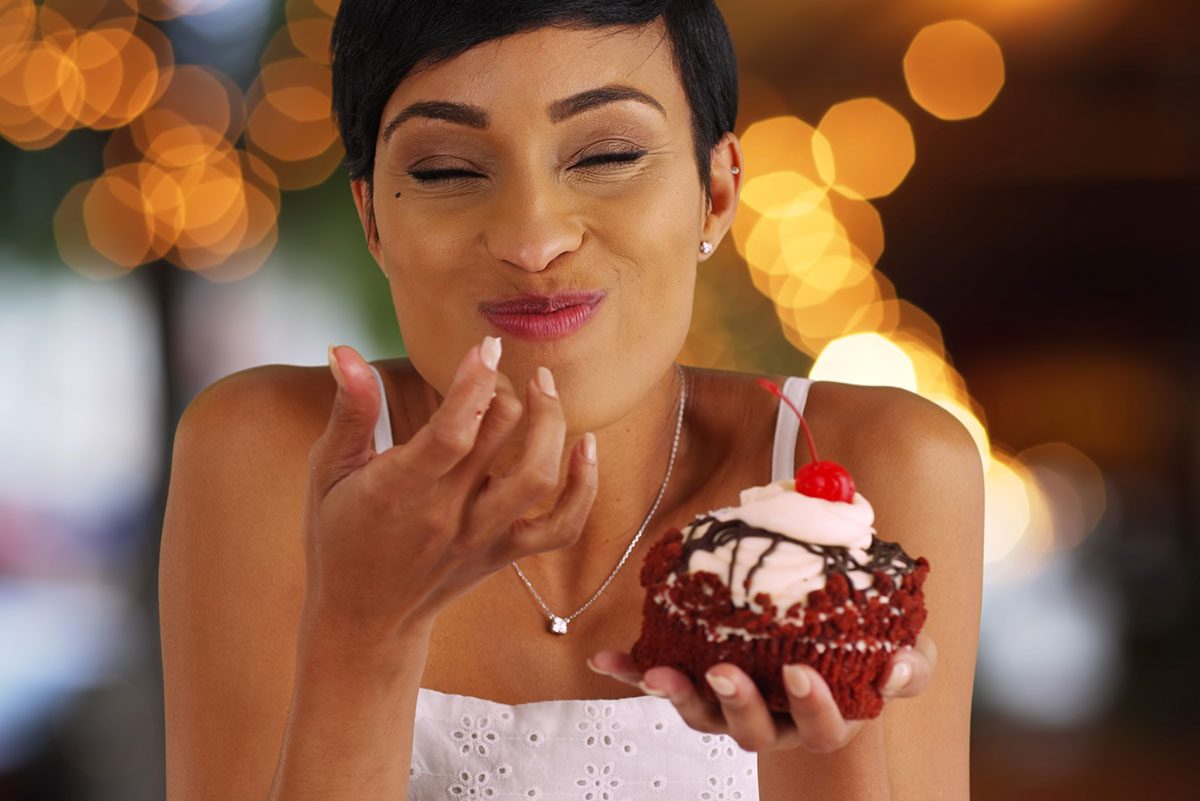 eating dessert