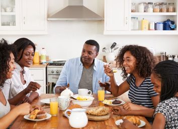 family eating breakfast