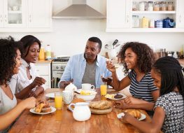 family eating breakfast