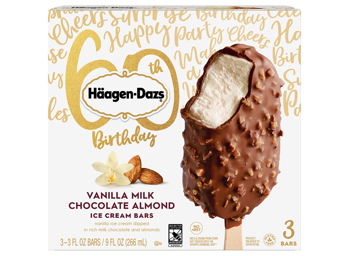 box of haagen dazs vanilla milk chocolate almond ice cream bars