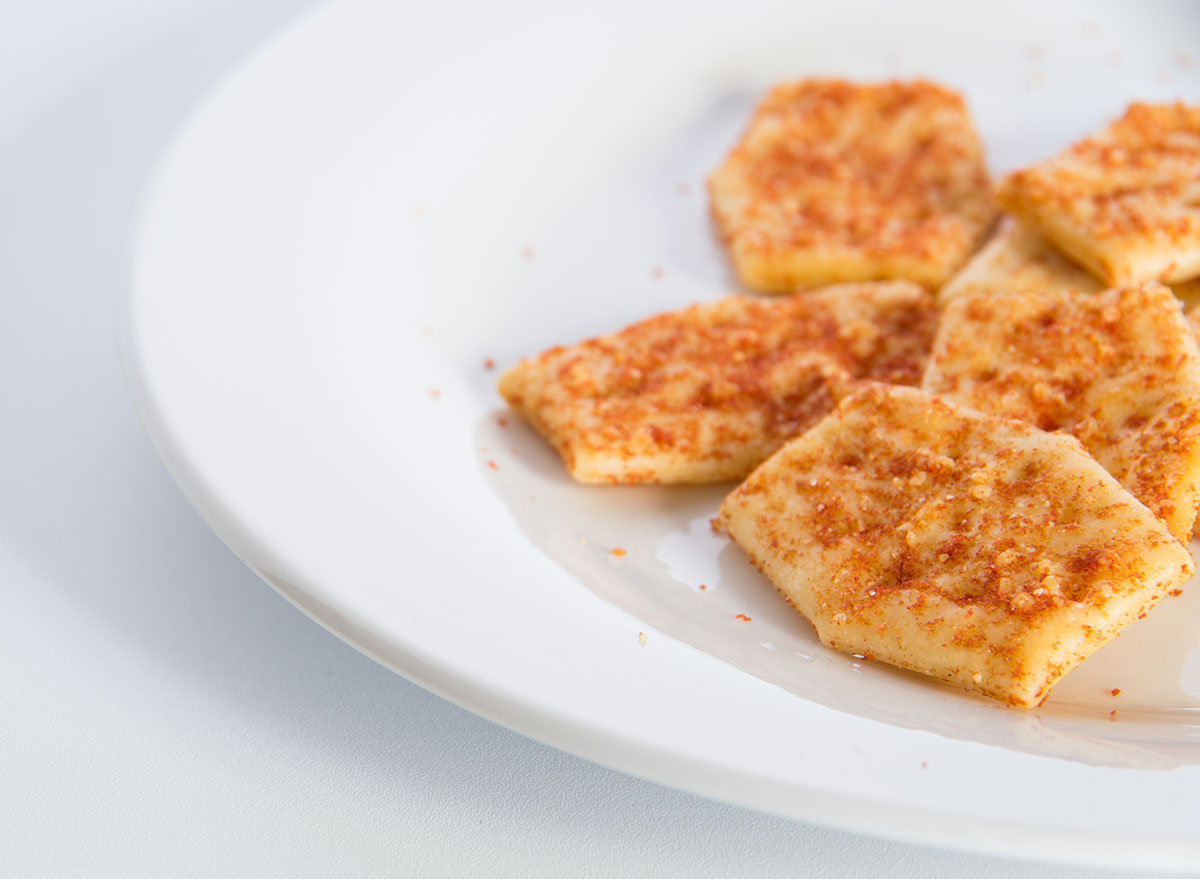 hexagon crackers on white plate