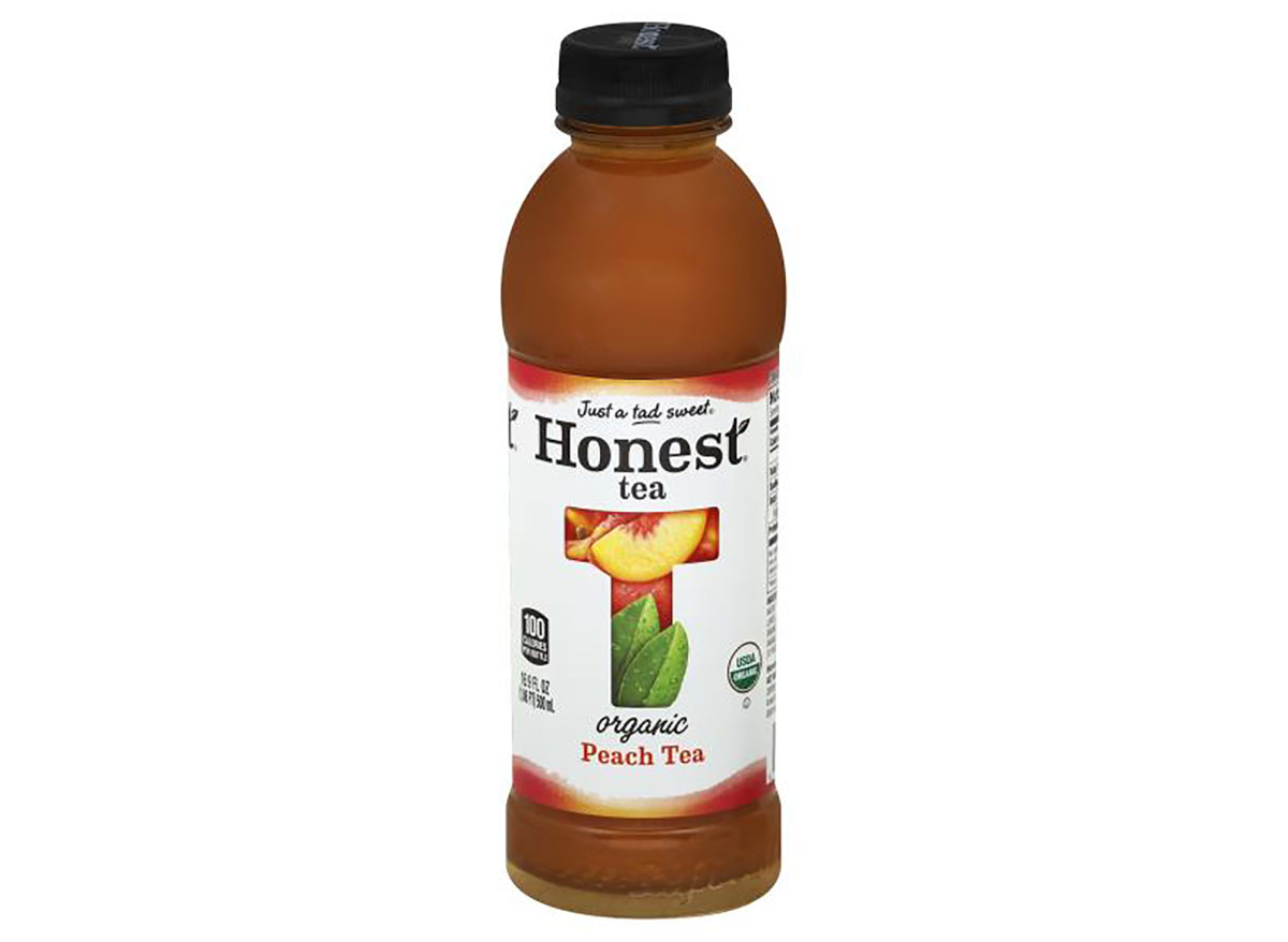 bottle of honest peach tea