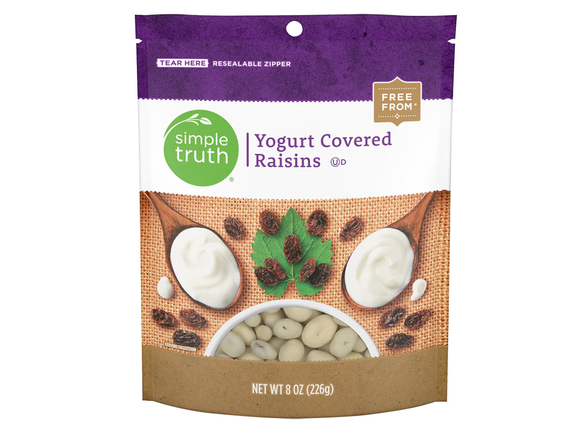 bag of kroger yogurt covered raisins