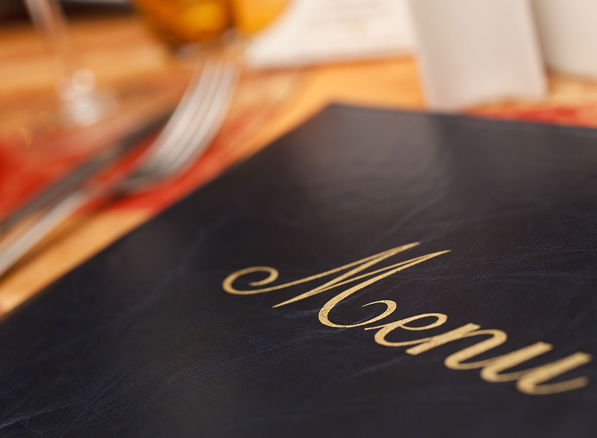 menu on table