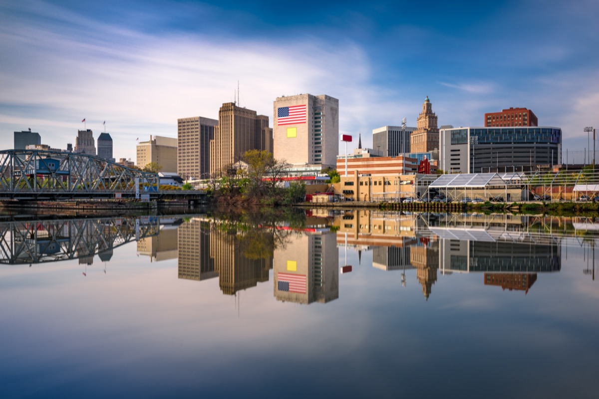 Newark, New Jersey, USA skyline on the Passaic River.