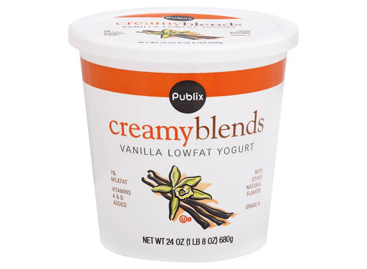 tub of publix creamy blends vanilla yogurt