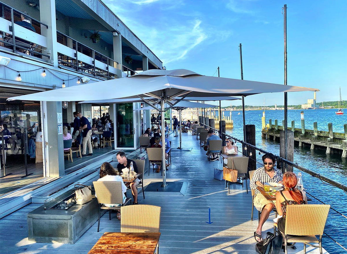 outdoor seating at shell and bones oyster bar and grill in connecticut