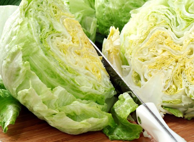 slicing lettuce