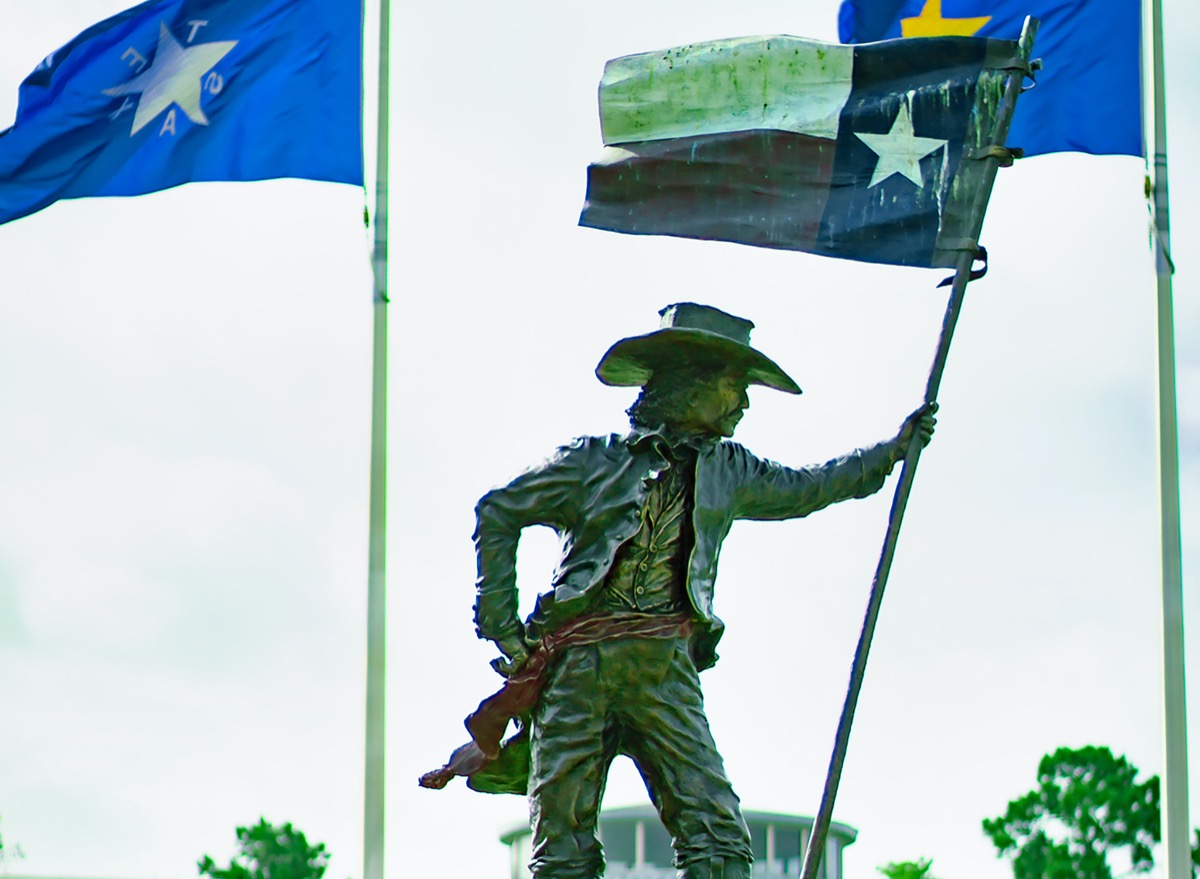 Statue of Texian soldier celebrating Texas' independence from Mexico.