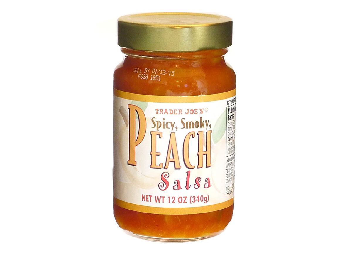 jar of trader joes peach salsa