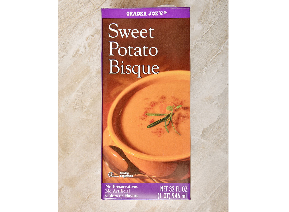 carton of trader joes sweet potato bisque soup