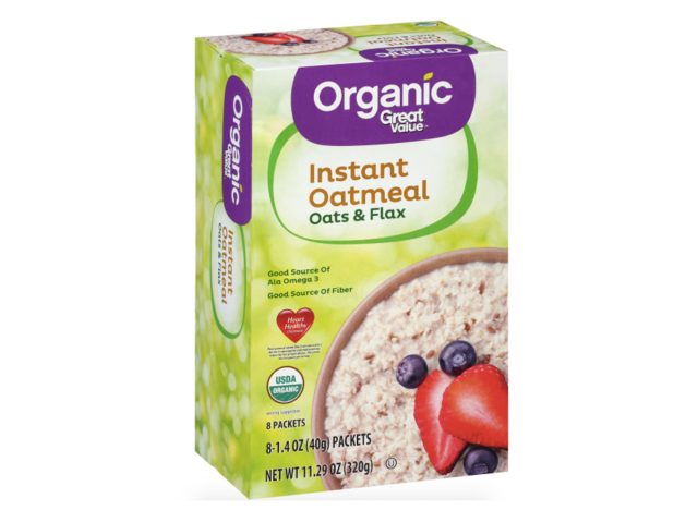 box of walmart instant oatmeal with flaxseed