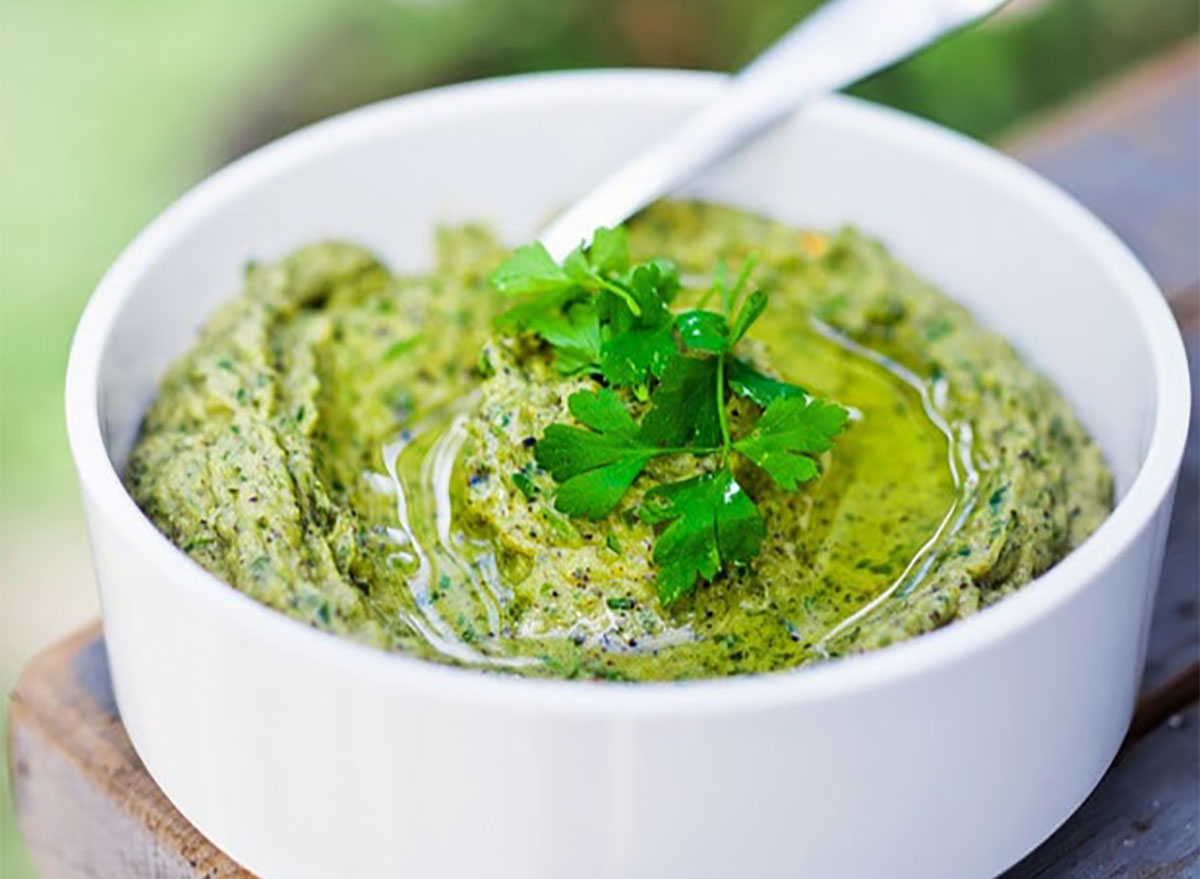 bowl of zucchini hummus