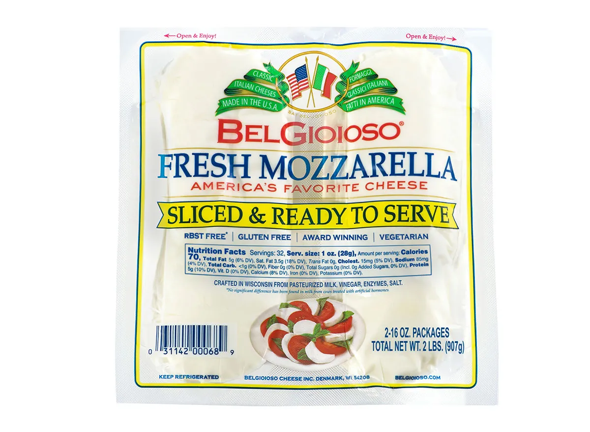 package of belgioioso sliced mozzarella