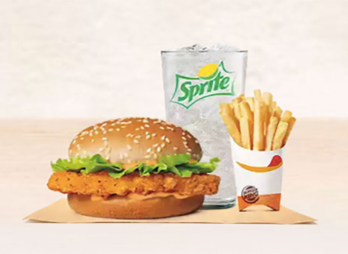 burger king spicy chicken jr with fries and sprite