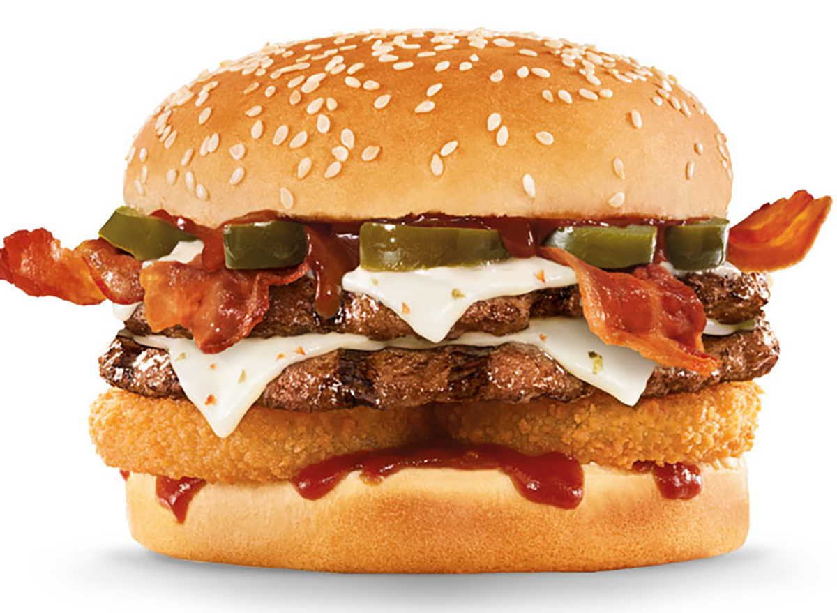 carls jr double spicy western bacon cheeseburger