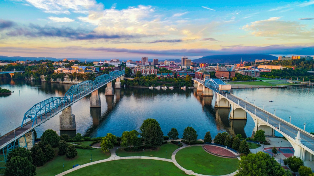 Aerial del Skyline de Chattanooga Tennessee TN