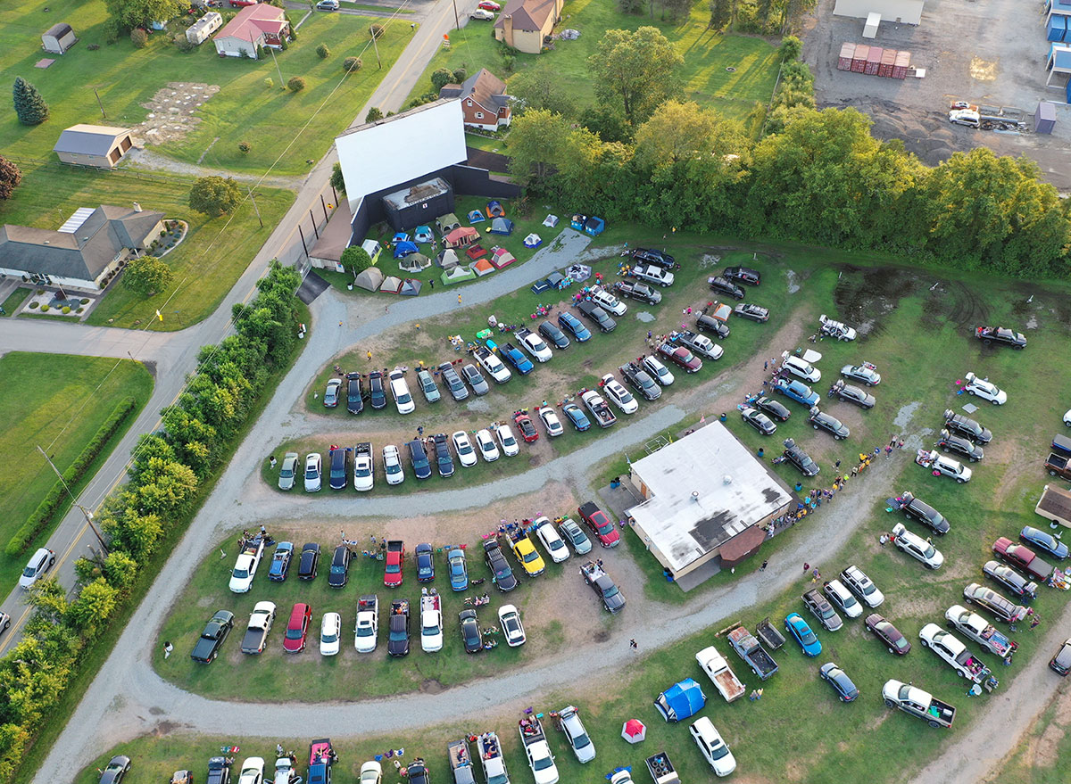 drive in movie theater with cars