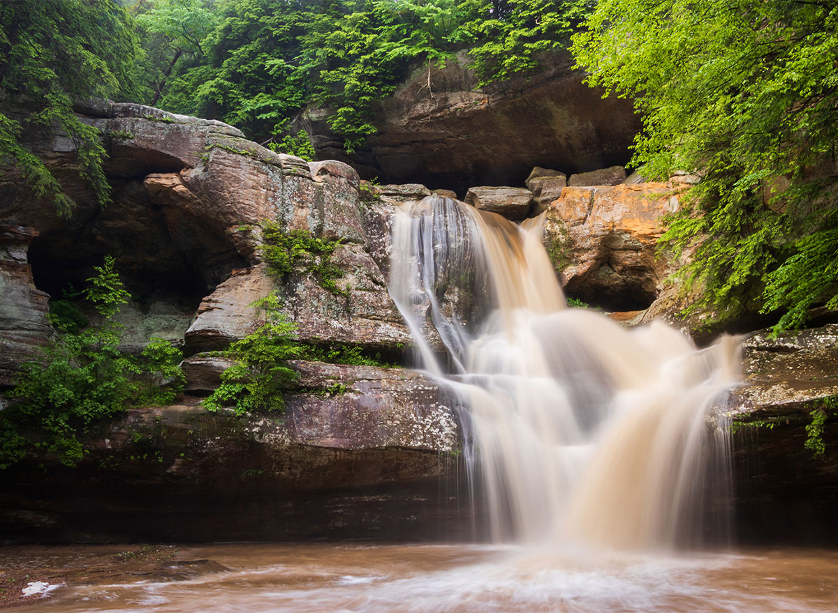 waterfall at hocking hills state park ohio