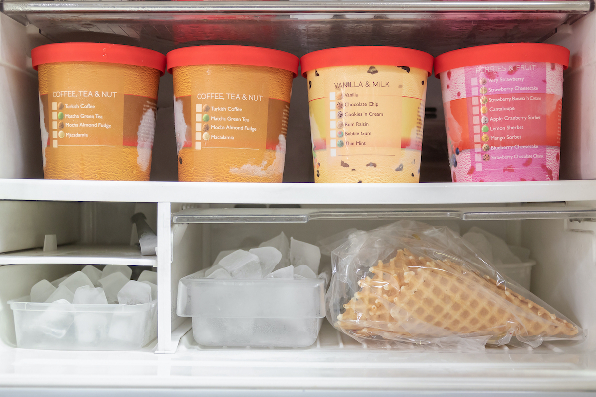 ice cream in freezer