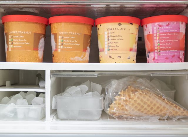 ice cream in freezer