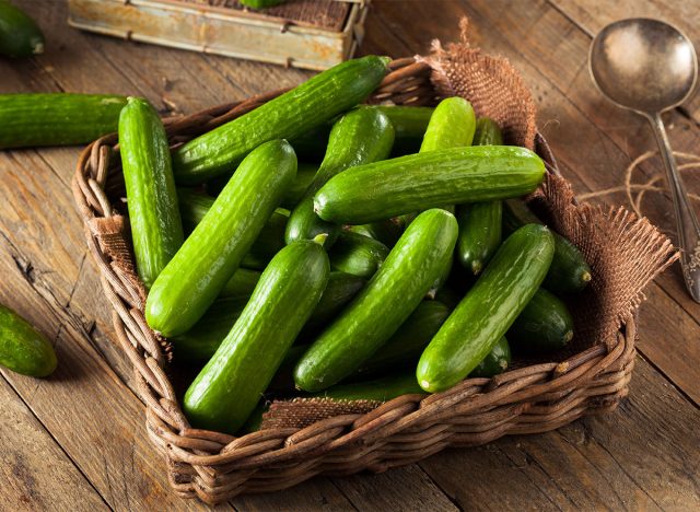 basket of mini cucumbers