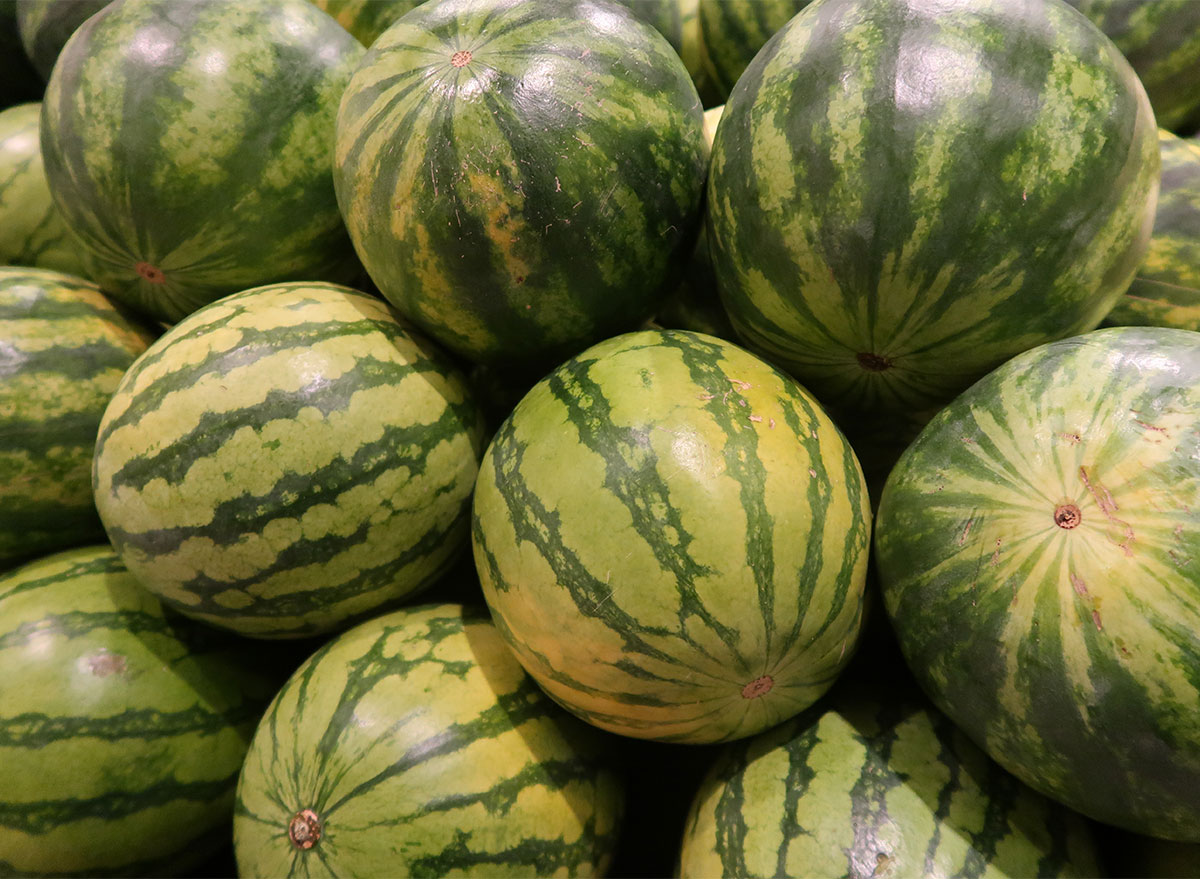 group of mini watermelons at store