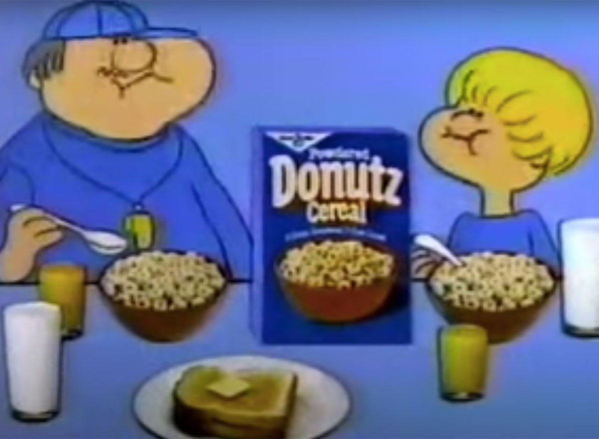 still from powdered donutz cereal commercial