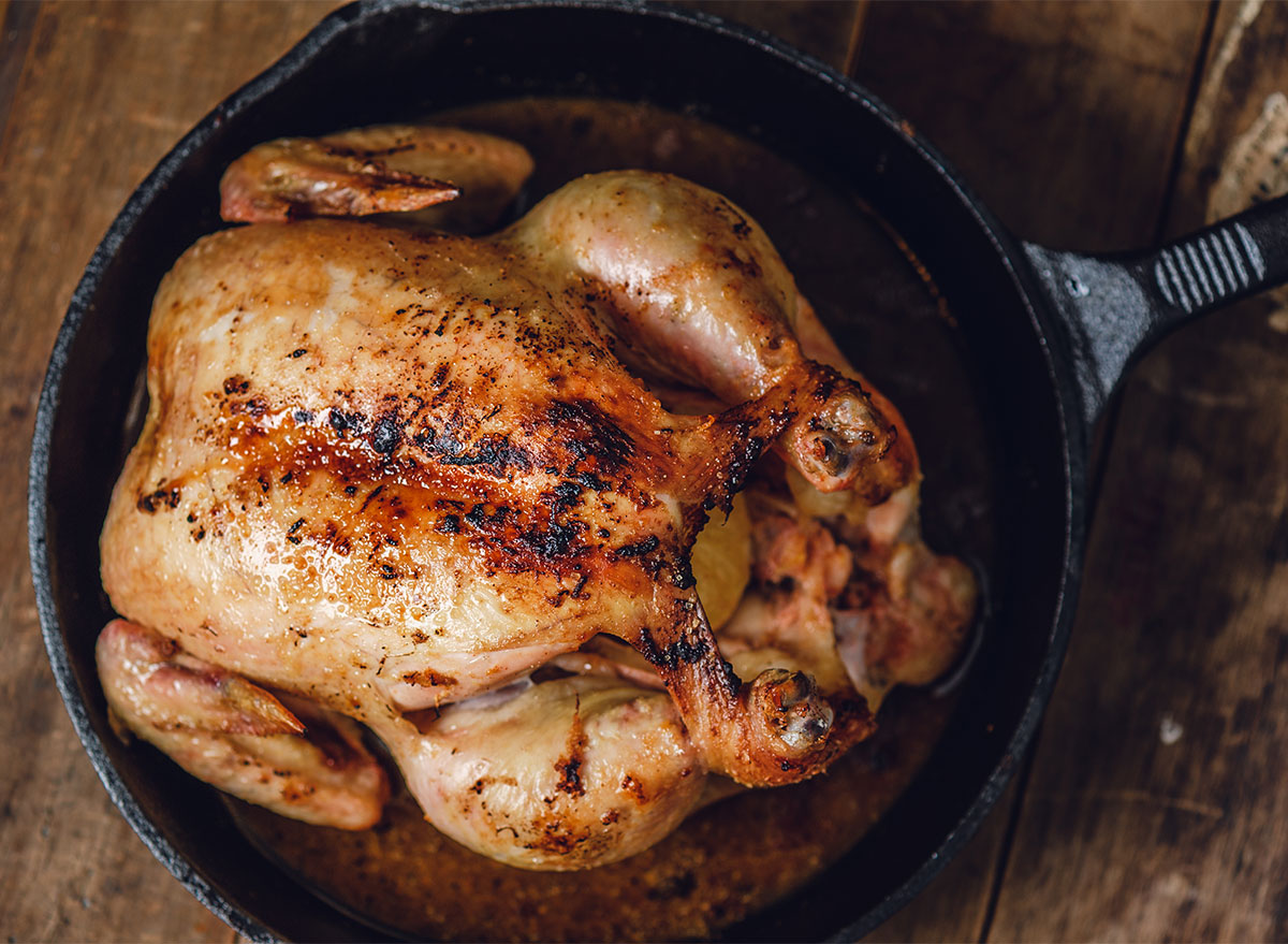 roast chicken in pan