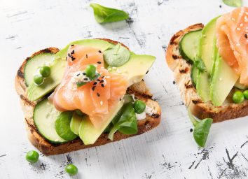 salmon avocado cucumber toast