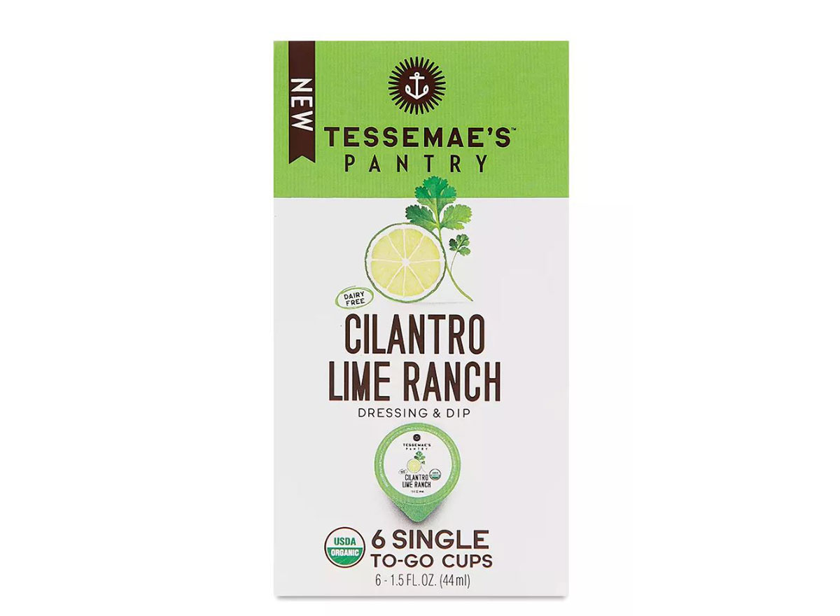 box of tessemaes cilantro ranch dressing cups