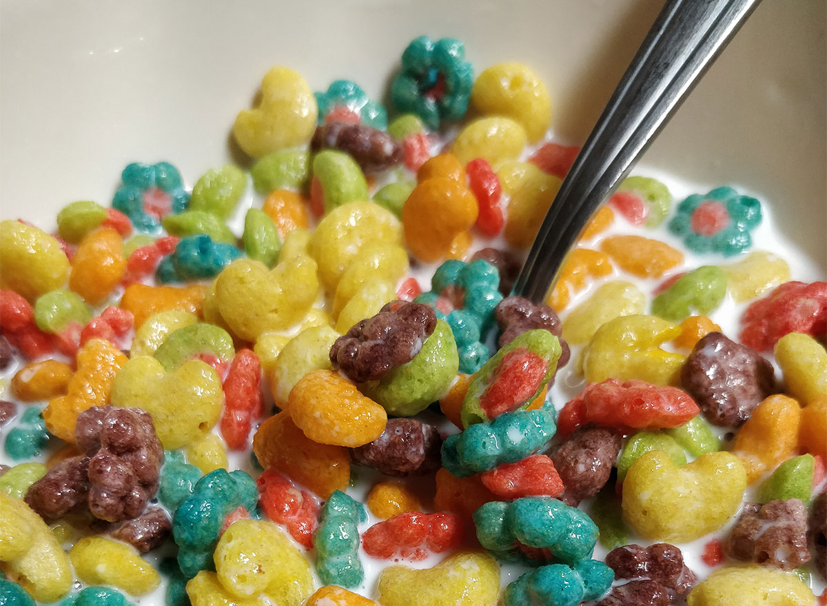 bowl of trix cereal with shapes
