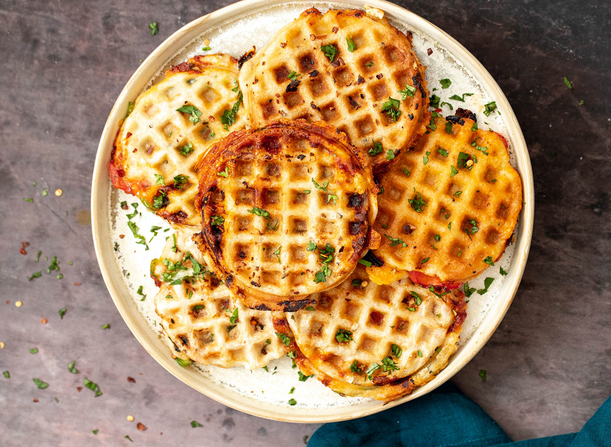 platter of pizza waffles