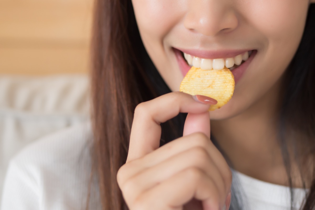Woman potato chip
