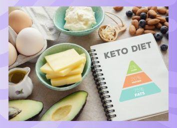 keto-friendly foods and keto book on a table
