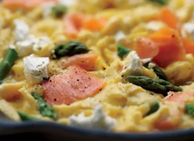 Scrambled eggs and salmon