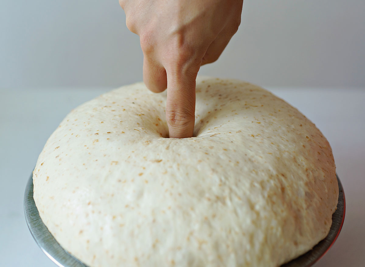 checking bread dough