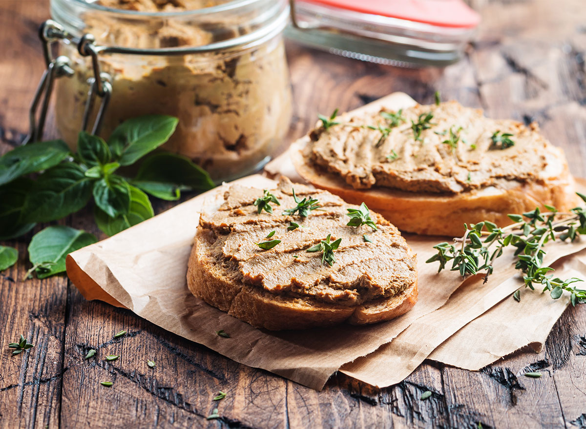 chicken liver pate spread on toast