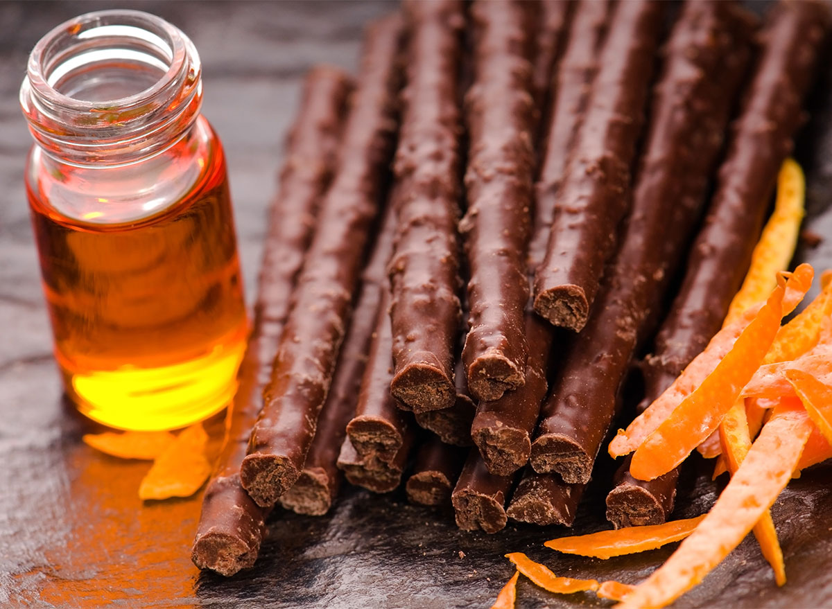 chocolate sticks with orange peel