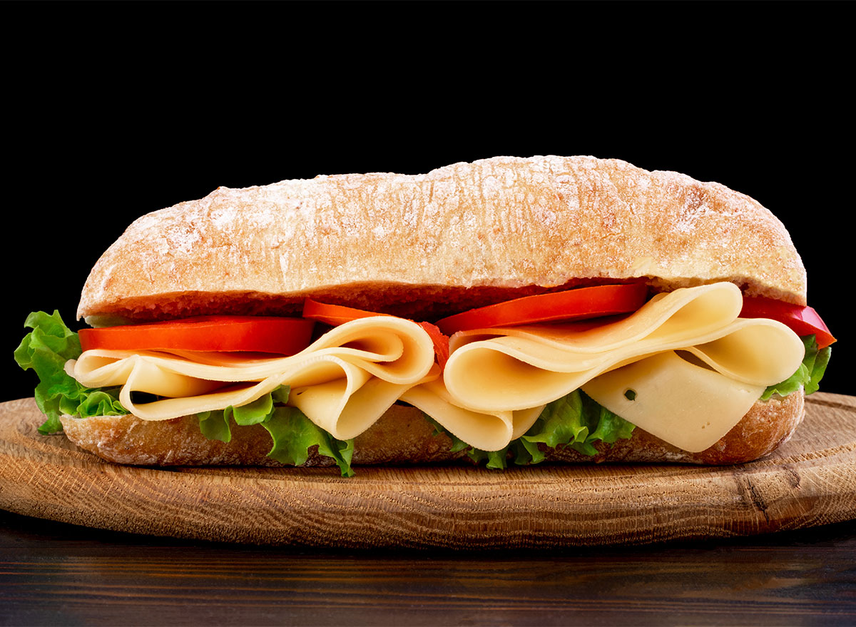 ciabatta sandwich with cheese and vegetables