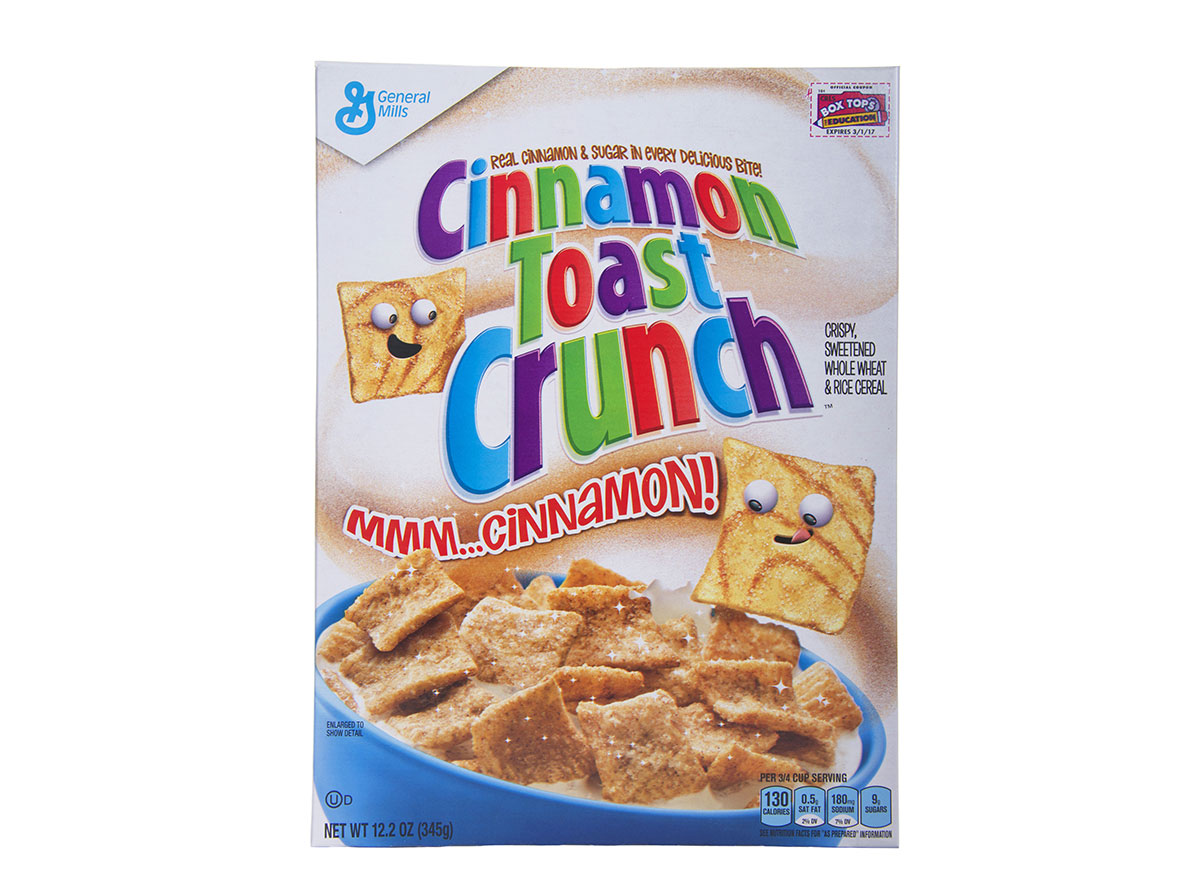 box of cinnamon toast crunch cereal