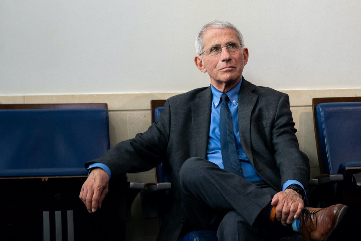 Director of the National Institute of Allergy and Infectious Diseases Dr. Anthony S. Fauci attends a coronavirus update briefing Tuesday, April 7, 2020, in the James S. Brady Press Briefing Room of the White House.