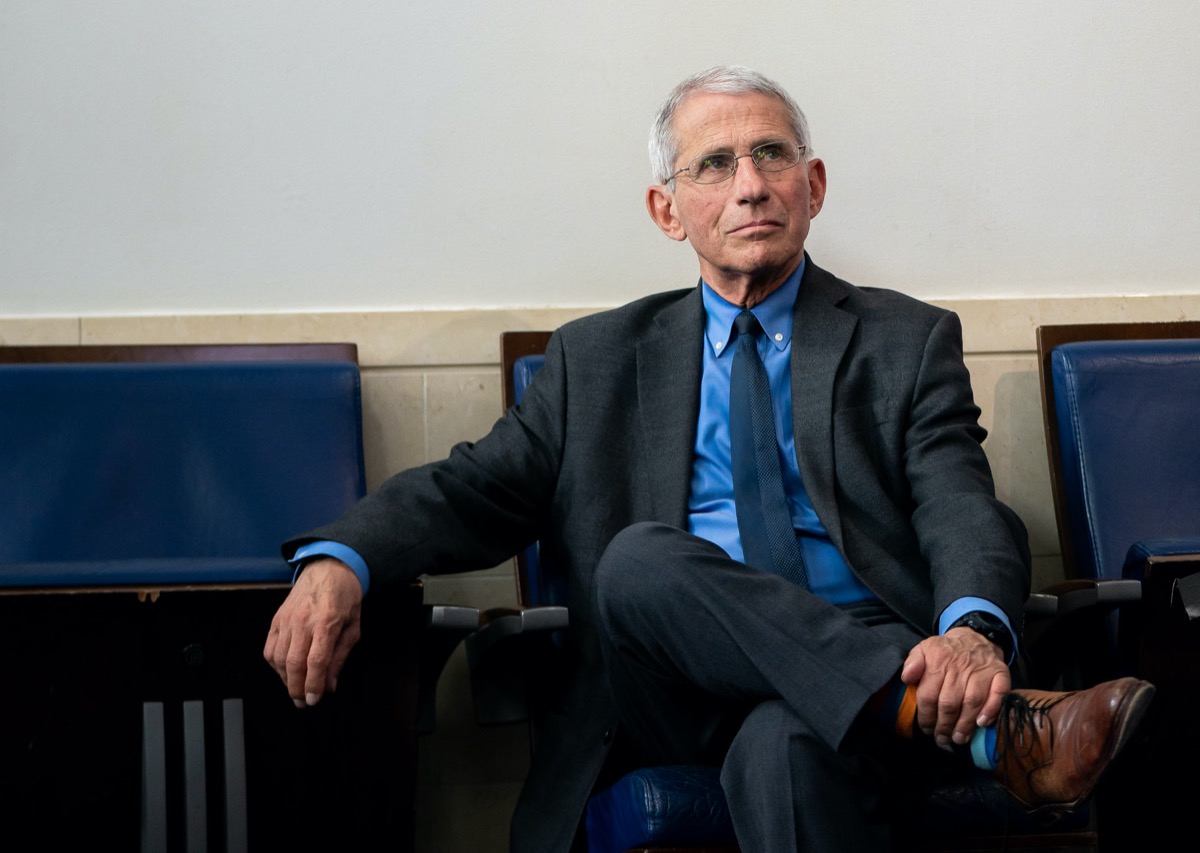 Director of the National Institute of Allergy and Infectious Diseases Dr. Anthony S. Fauci attends a coronavirus update briefing Tuesday, April 7, 2020, in the James S. Brady Press Briefing Room of the White House.