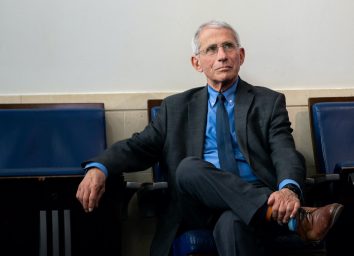 Director of the National Institute of Allergy and Infectious Diseases Dr. Anthony S. Fauci attends a coronavirus update briefing Tuesday, April 7, 2020, in the James S. Brady Press Briefing Room of the White House.