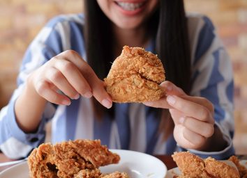 eating chicken