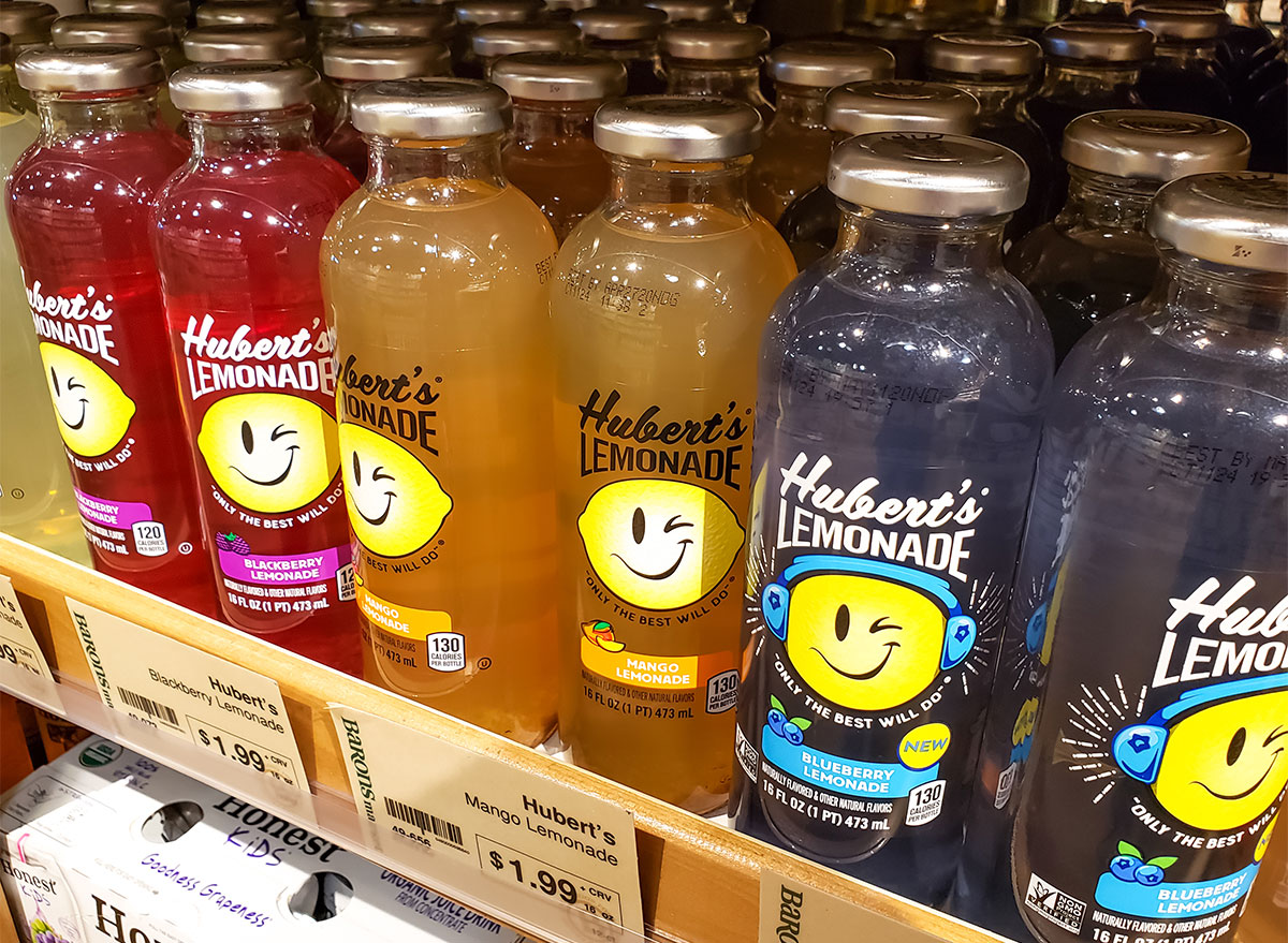 bottles of huberts lemonade on store shelf