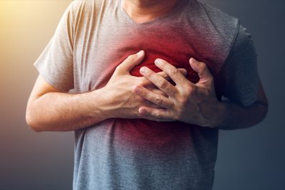 Adult male with heart attack or heart burn